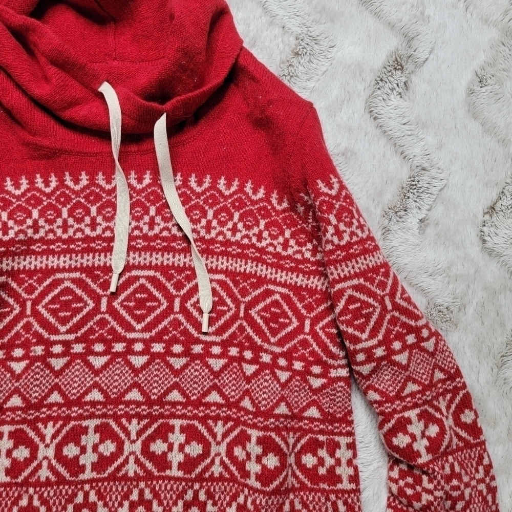 Cl Eddie Bauer Soft Red Cowl Drawstring Neck Fest… - image 5